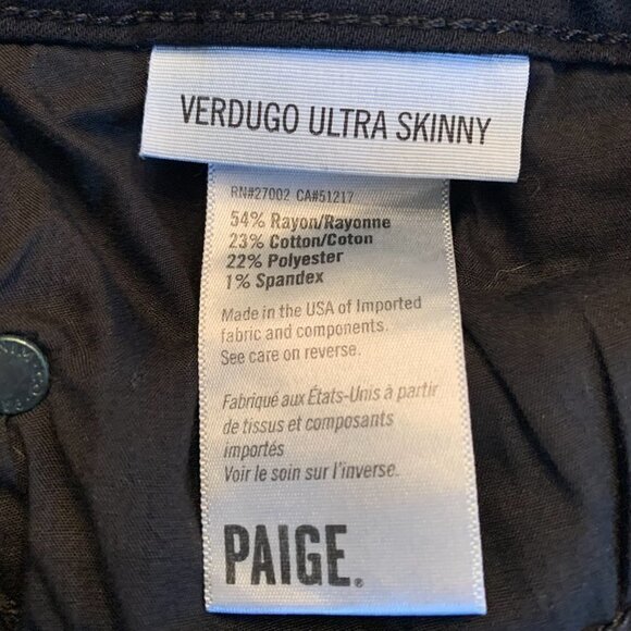 Paige sz 29 Verdugo Ultra Skinny Black Shadow Jeans - Picture 9 of 9